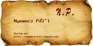 Nyemecz Pál névjegykártya
